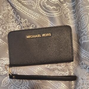 Michael Kors Black and Gold Wristlet (PRICE FIRM)
